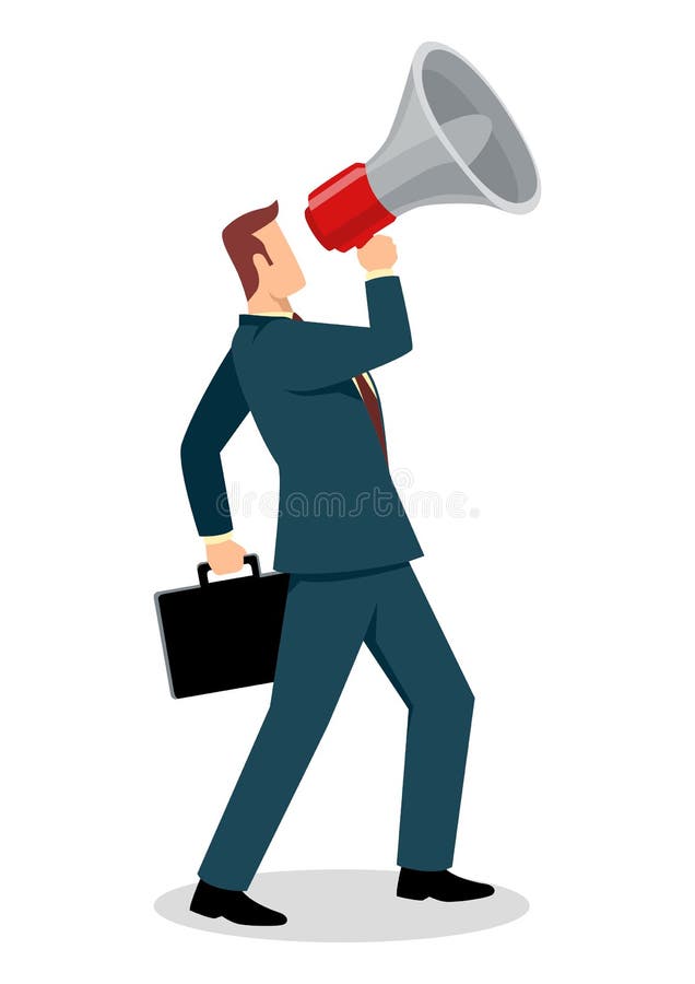 Hombre de negocios usando un meg? fono libre illustration
