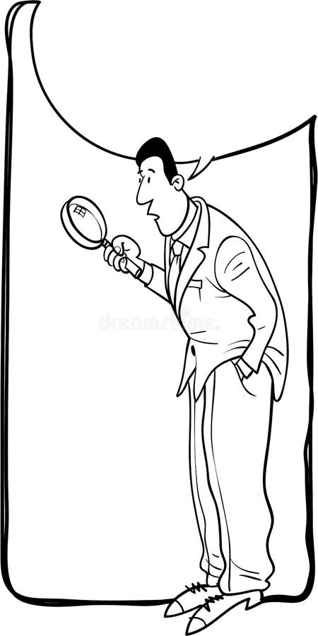 Hombre de negocios y lupa ilustración del vector Hombre de negocios y lupa ilustración del vector