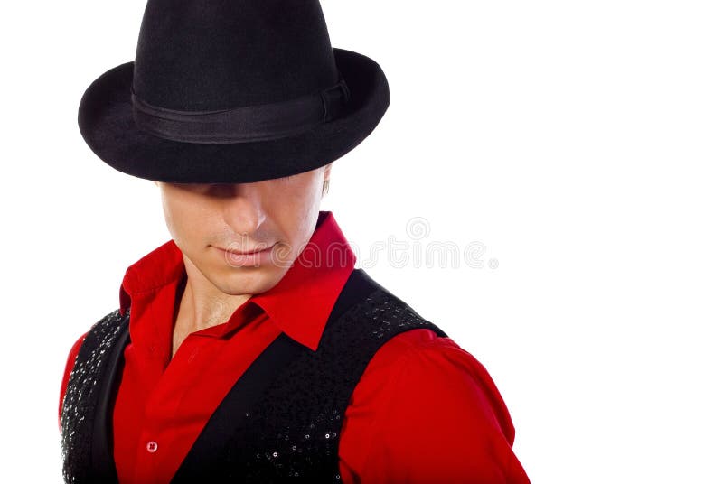 Permanentemente piel alquitrán Hombre en sombrero foto de archivo. Imagen de mafia, negro - 16517204