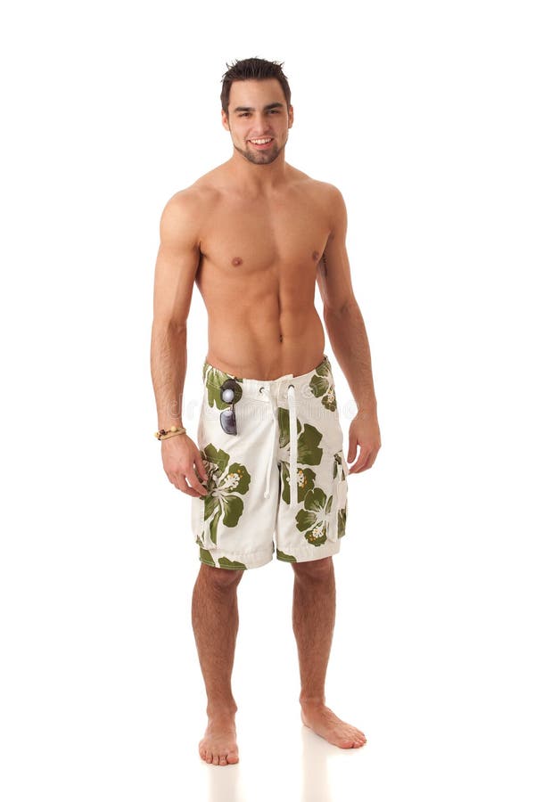 Hombre en traje de baño imagen de archivo. Imagen de playa - 18232735