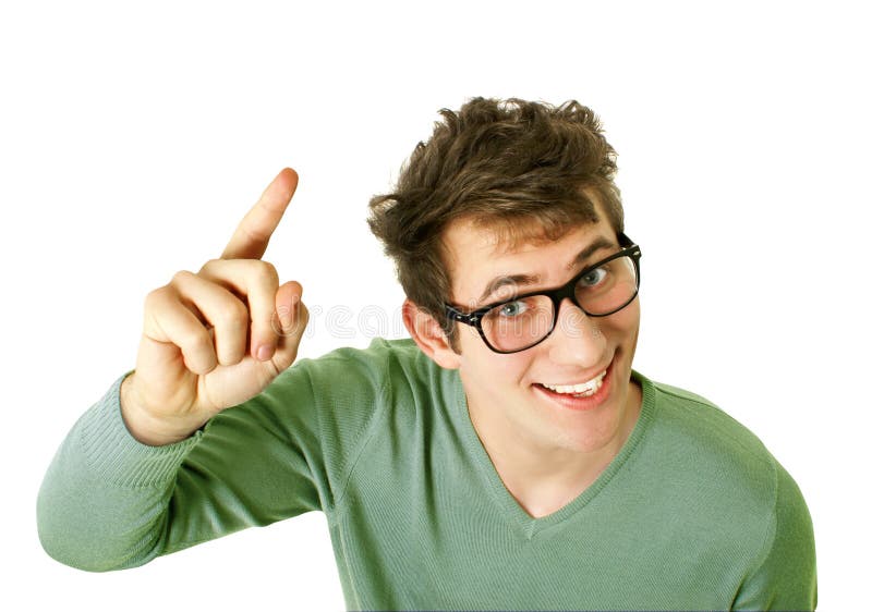 Hombre feliz joven con buena idea imágenes de archivo libres de regalías