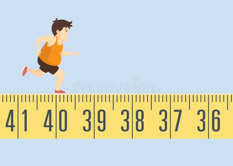 Hombre gordo que activa en cinta métrica stock de ilustración Hombre gordo que activa en cinta métrica stock de ilustración