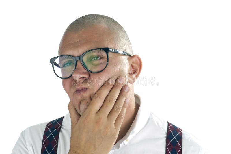 Hombre hermoso que piensa con la mano en su barbilla, imágenes de archivo libres de regalías Hombre hermoso que piensa con la mano en su barbilla, imágenes de archivo libres de regalías