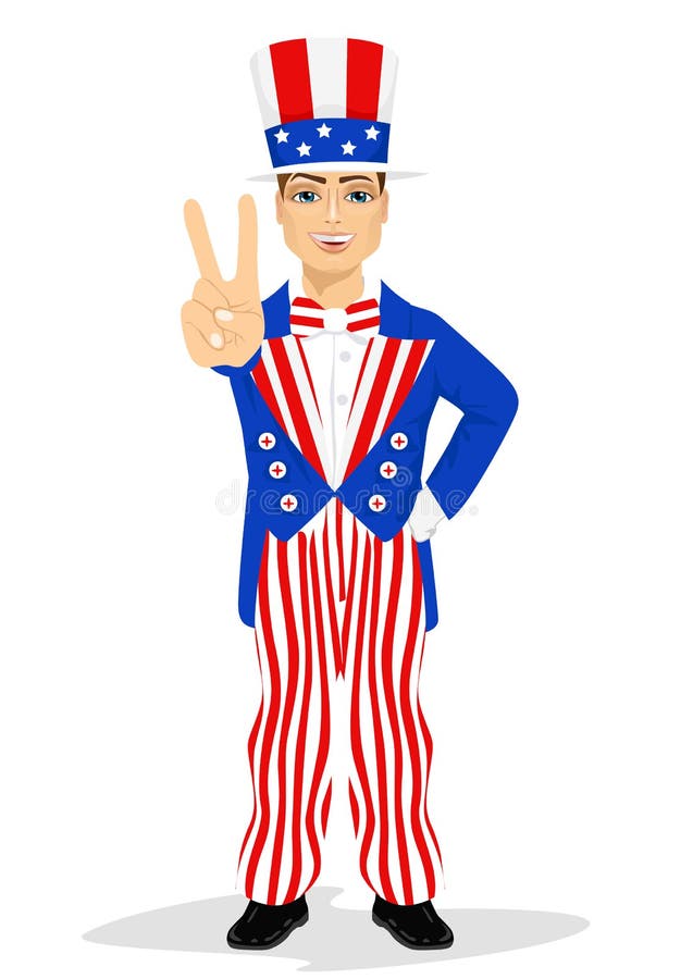 Hombre hermoso vestido para arriba como tío Sam stock de ilustración Hombre hermoso vestido para arriba como tío Sam stock de ilustración