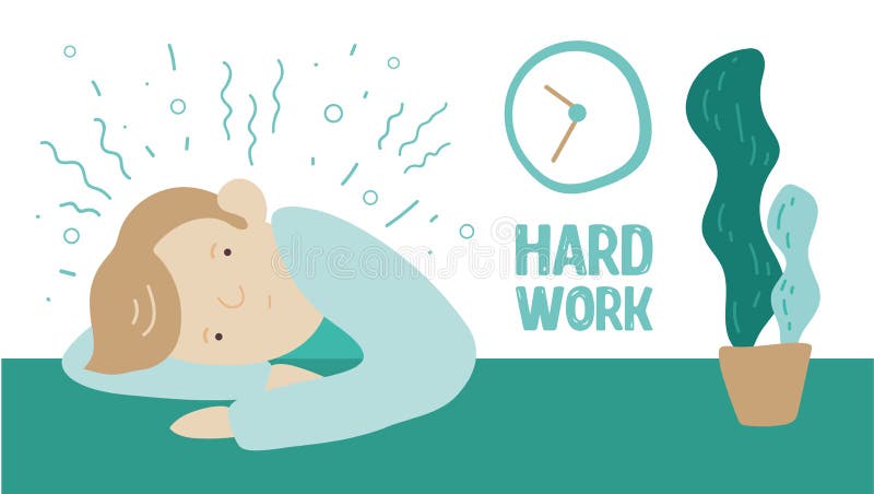 Hombre joven cansado en el ejemplo del vector del trabajo duro libre illustration Hombre joven cansado en el ejemplo del vector del trabajo duro libre illustration