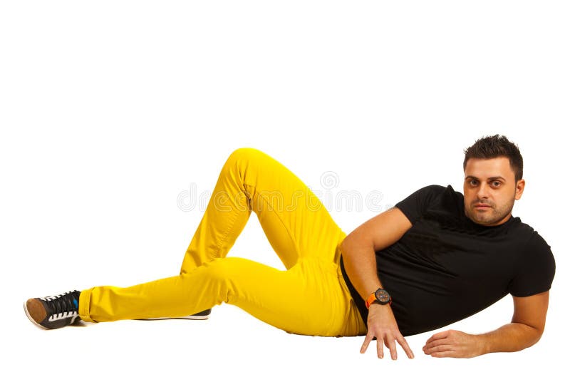 Hombre Modelo En Pantalones Foto de archivo - Imagen de amarillo: 34152456