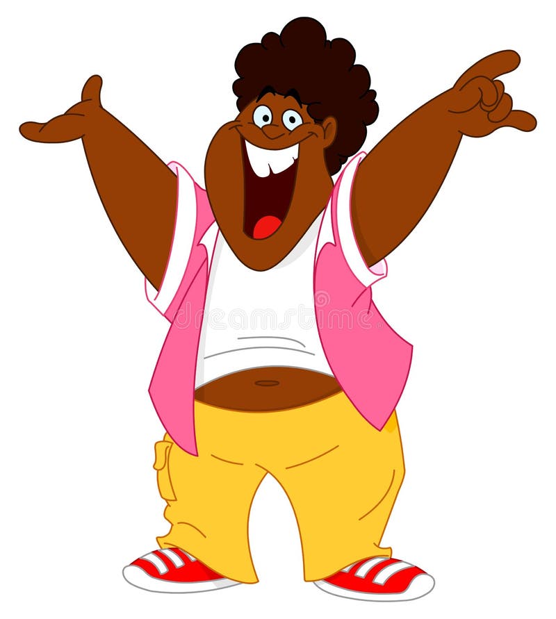 Hombre negro rechoncho feliz libre illustration Hombre negro rechoncho feliz libre illustration