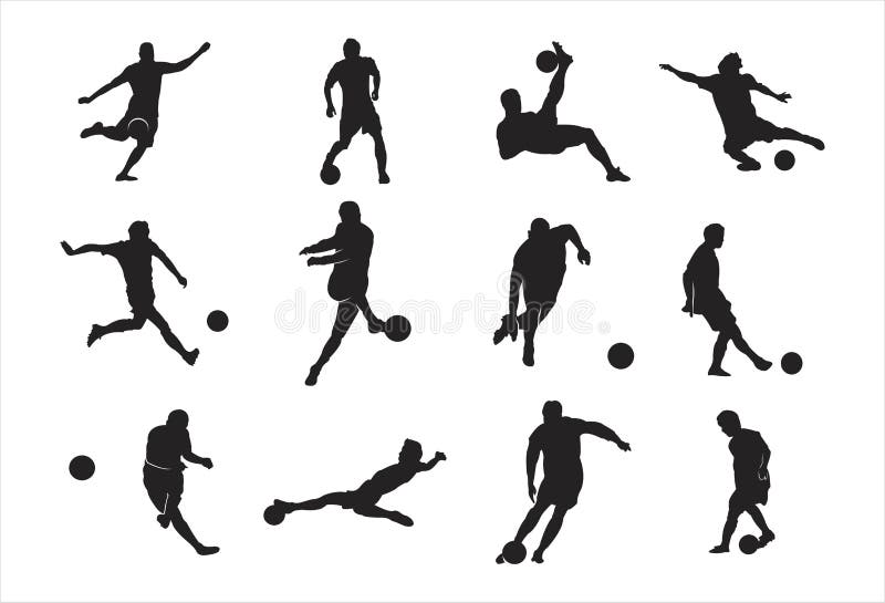 Hombre que juega actitud del regate del retroceso del elemento del diseño de la silueta del fútbol del fútbol ilustración del vector Hombre que juega actitud del regate del retroceso del elemento del diseño de la silueta del fútbol del fútbol ilustración del vector