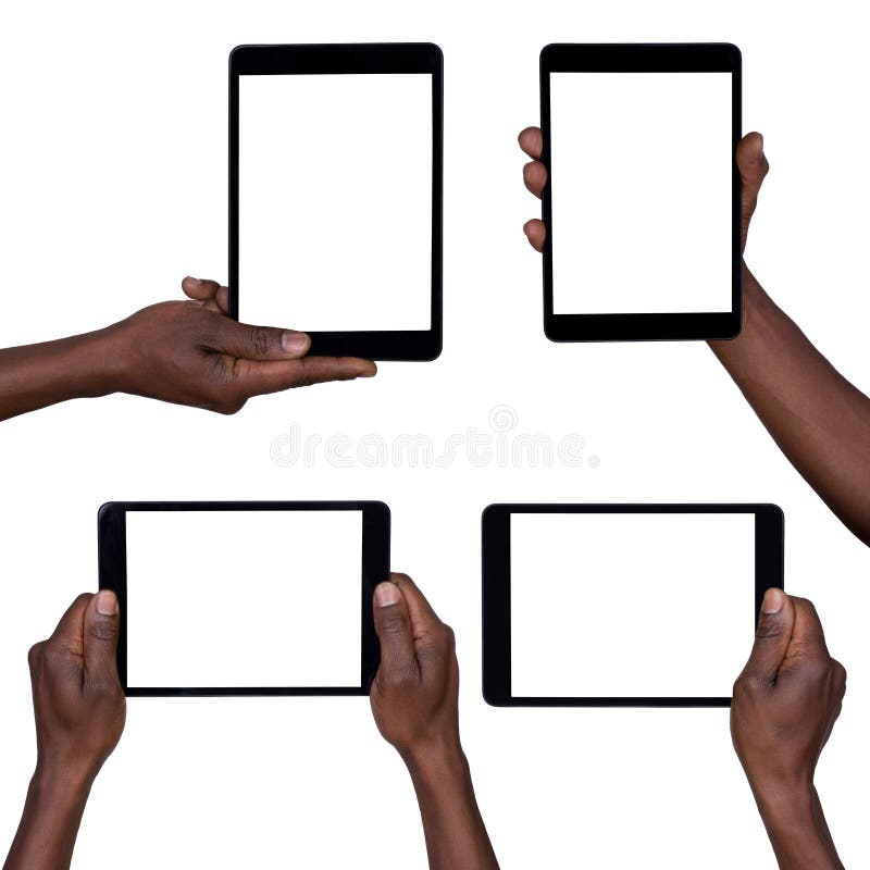 Hombre que sostiene las tabletas en blanco aisladas en blanco imagen de archivo libre de regalías Hombre que sostiene las tabletas en blanco aisladas en blanco imagen de archivo libre de regalías