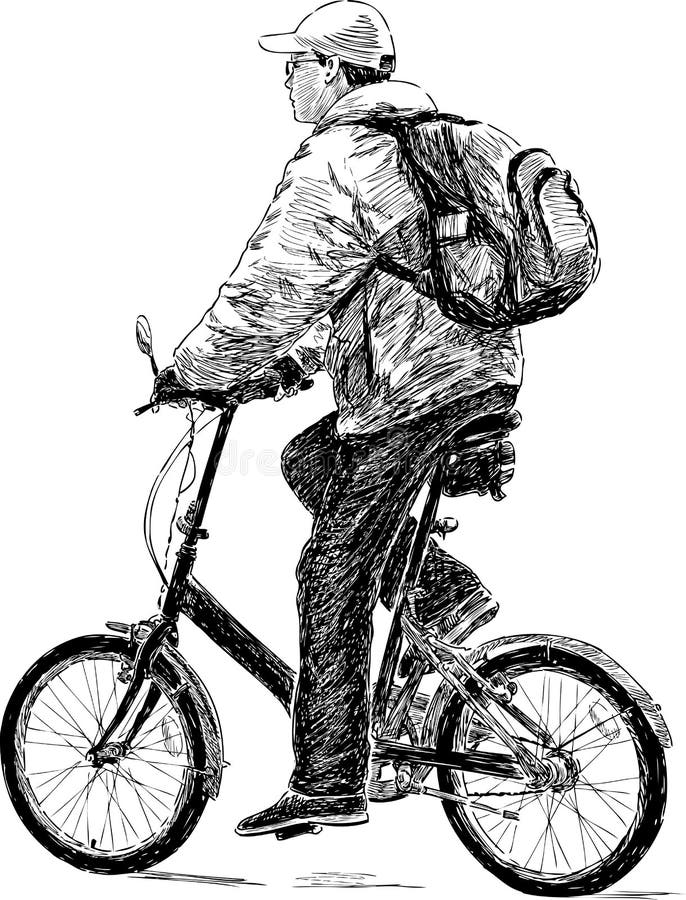 Hombre que viaja en una bicicleta ilustración del vector Hombre que viaja en una bicicleta ilustración del vector