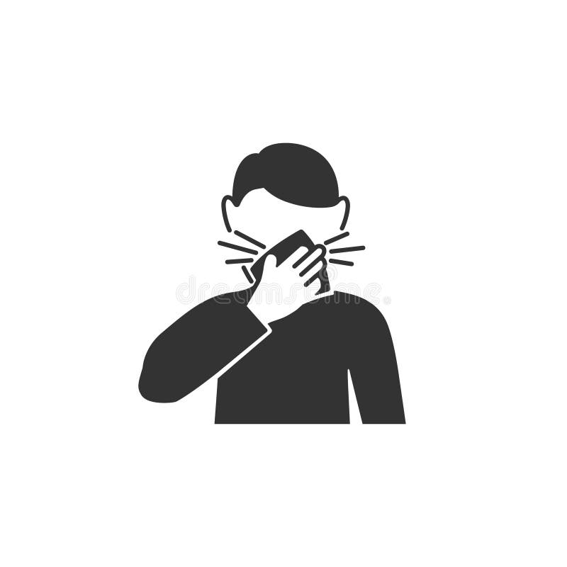 Hombre tose en el icono de la servilleta en un diseño simple. ilustración vectorial
