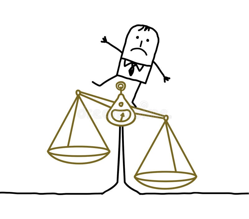  Hombre Y Desequilibrio, Injusticia Ilustración del Vector