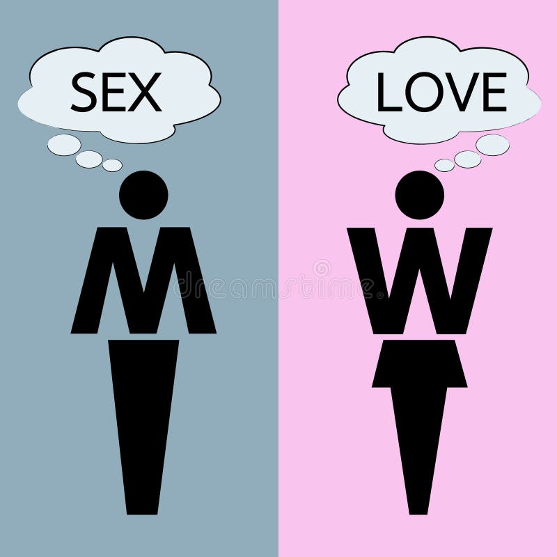 Hombre Y Mujer Que Piensan En Amor Y Sexo Ilustración Del Vector