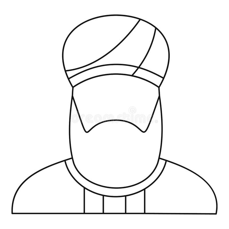 Hombre árabe en un icono del turbante, estilo del esquema libre illustration