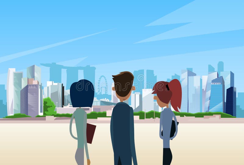 Hombres de negocios de Team Singapore City View libre illustration Hombres de negocios de Team Singapore City View libre illustration