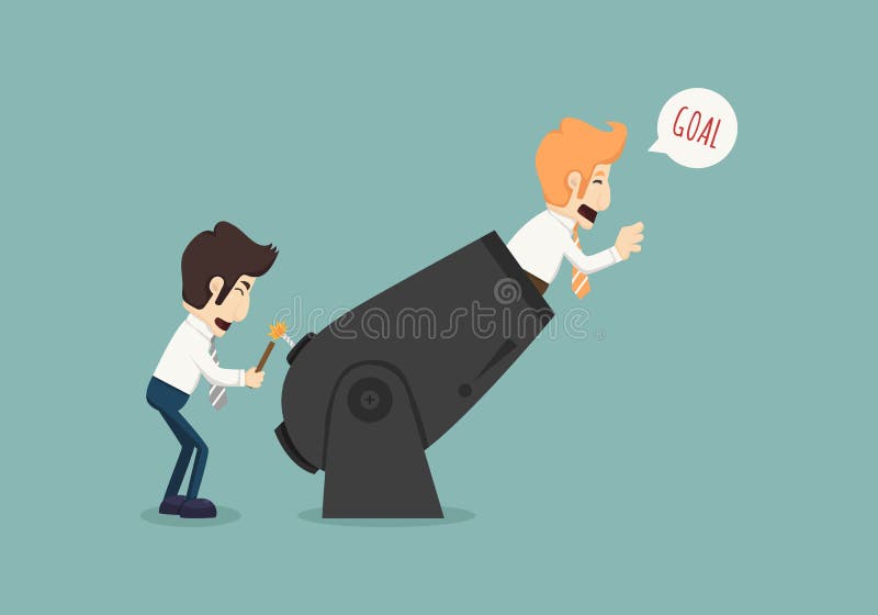 Hombres de negocios que apuntan a la meta libre illustration