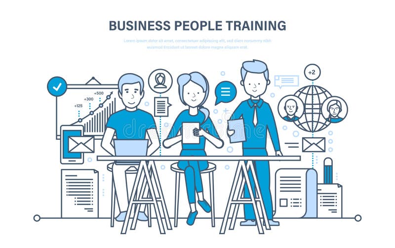 Hombres de negocios que entrenan, consultando, aprendiendo, enseñando, educación, crecimiento de la carrera, trabajo en equipo libre illustration Hombres de negocios que entrenan, consultando, aprendiendo, enseñando, educación, crecimiento de la carrera, trabajo en equipo libre illustration