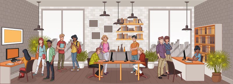 Hombres de negocios que trabajan con el ordenador stock de ilustración Hombres de negocios que trabajan con el ordenador stock de ilustración
