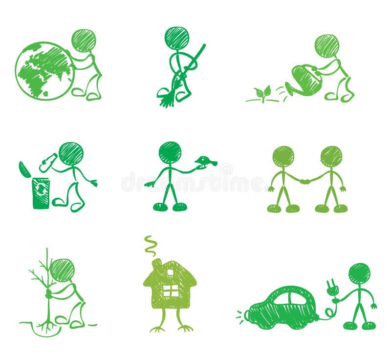 Hombres divertidos - ecología libre illustration Hombres divertidos - ecología libre illustration