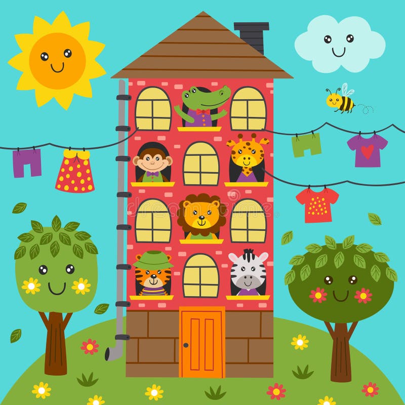 Cute Dinosaurs with Landscape Background Stock Vector Illustration of