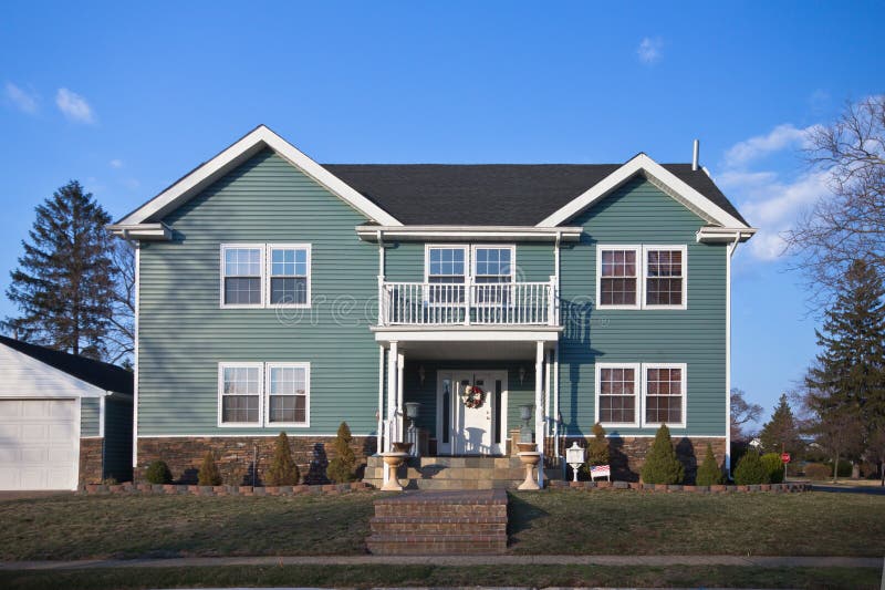 Brick Home with Blue Siding Stock Image Image of fancy, real 17279719