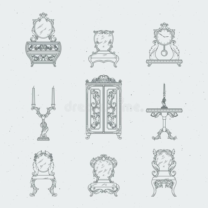 Baroque Luxurious Style Furniture Stock Vector - Illustration of elegant,  icon: 72962054