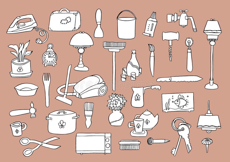 Household Items Drawing Stock Illustrations – 927 Household Items Drawing  Stock Illustrations, Vectors & Clipart - Dreamstime