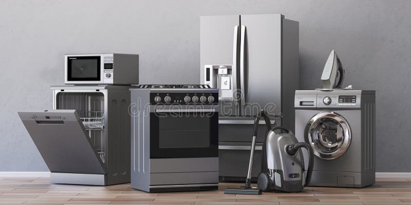 Home Appliances Household Kitchen Technics Isolated On White