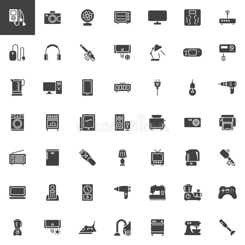 Home appliances vector icons set