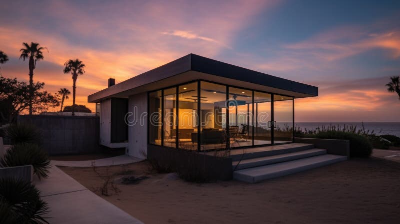 Home architecture design in Modern Style with Pool vector illustration