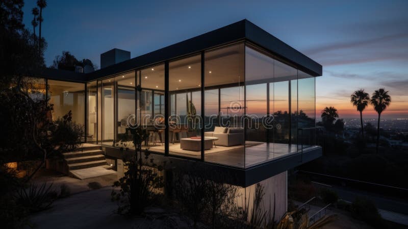 Home architecture design in Modern Style with Pool vector illustration