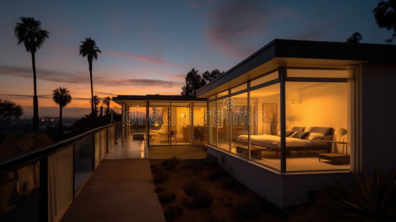 Home architecture design in Modern Style with Pool stock illustration