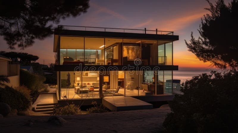 Home architecture design in Modern Style with Pool vector illustration