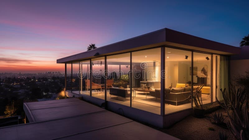 Home architecture design in Modern Style with Pool vector illustration