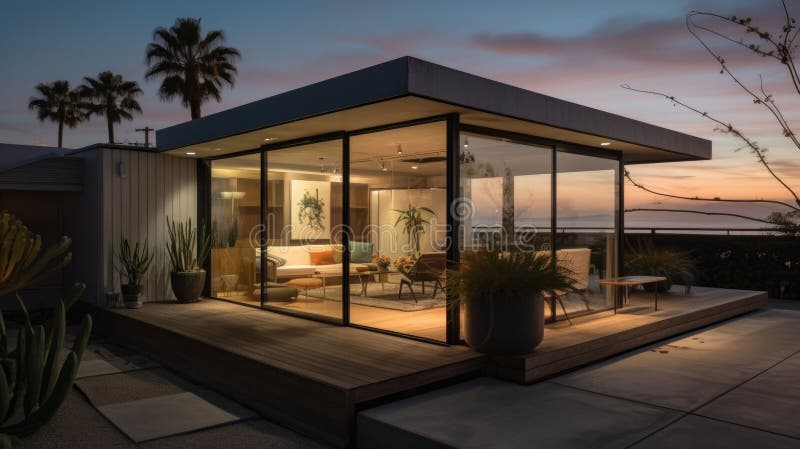 Home architecture design in Modern Style with Pool royalty free illustration