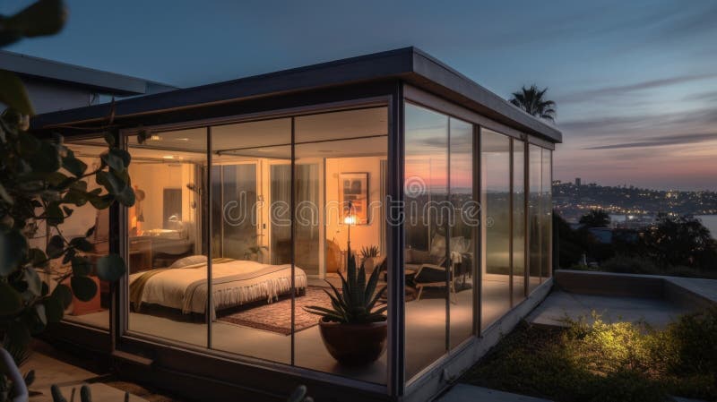 Home architecture design in Modern Style with Pool vector illustration