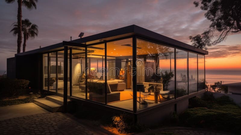 Home architecture design in Modern Style with Pool stock illustration