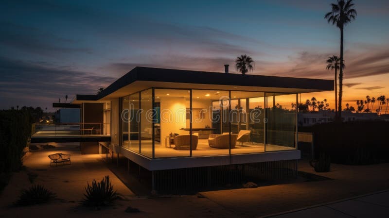 Home architecture design in Modern Style with Pool stock illustration