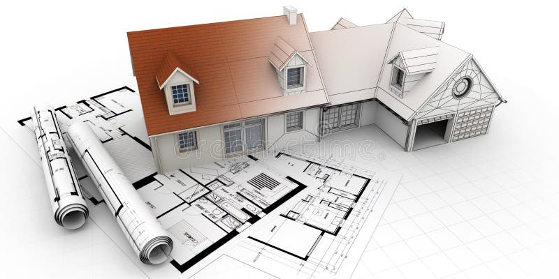 Home architecture project completion royalty free illustration
