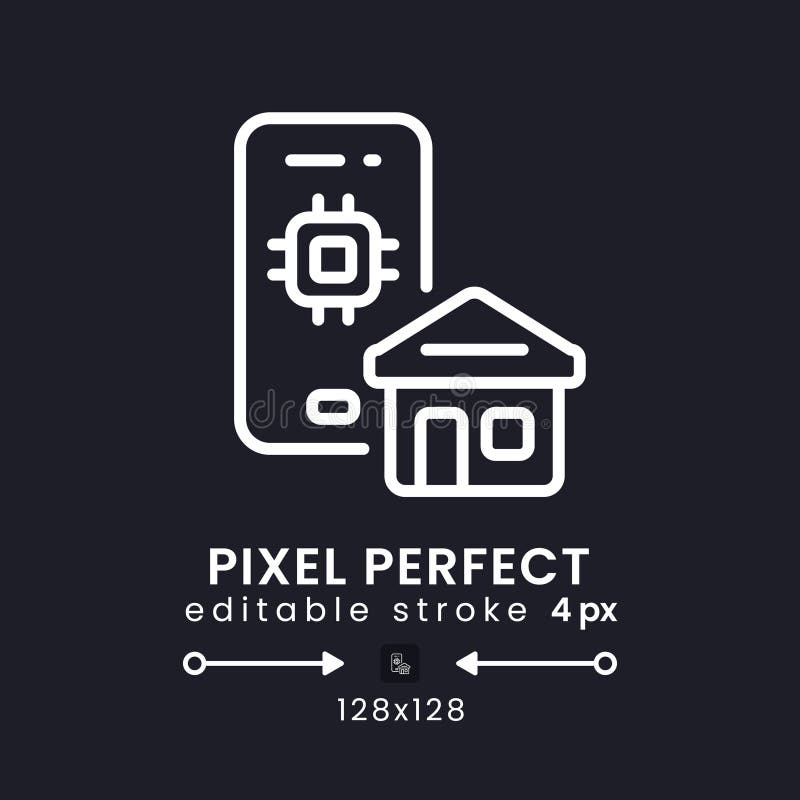 Home Automation app white linear desktop icon on black royalty free illustration