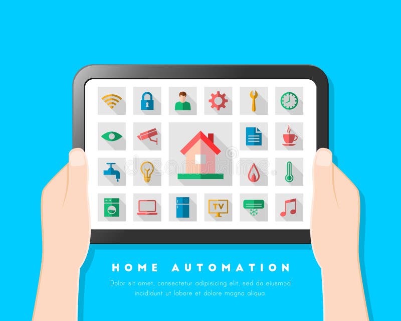 Home automation concept with user interface and icon set stock illustration Home automation concept with user interface and icon set stock illustration