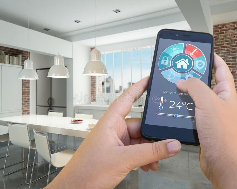 Home Automation Modern Interior Kitchen Stock Image Image of application, interior 194955179