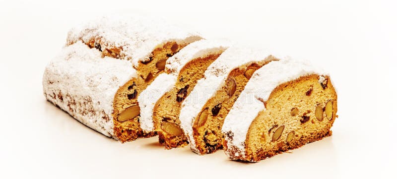 Home-baked Christmas Stollen Stock Image - Image of closeup, pastry ...