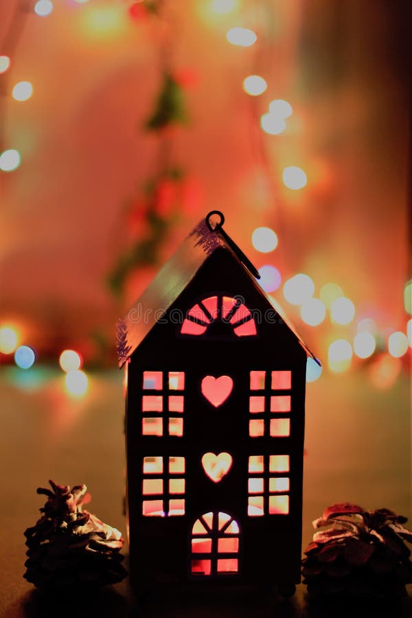 Home with Bokeh Lights in the Background Stock Image - Image of home ...