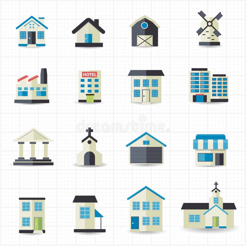 Home building icons stock illustration