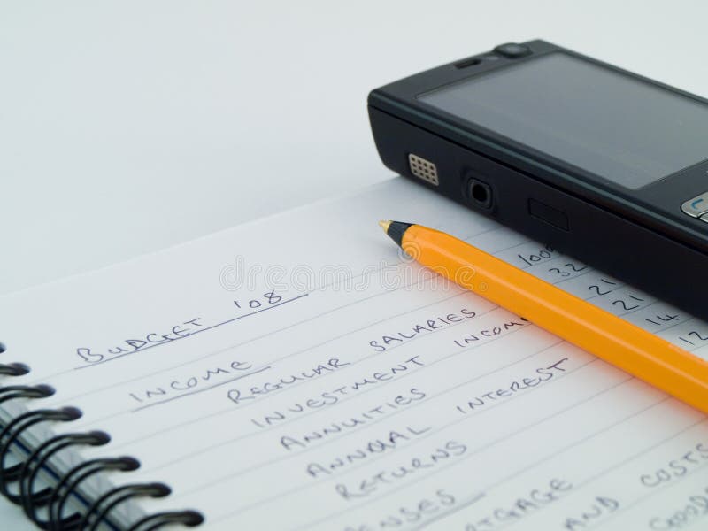 Home Business Budget with Mobile Phone Stock Photo Image of balance