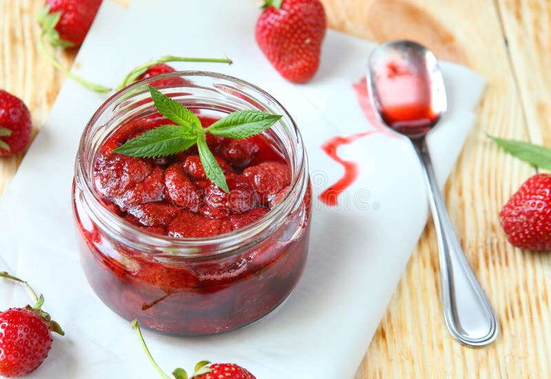 Homecanned Strawberry Jam in Jar Stock Image Image of beautiful