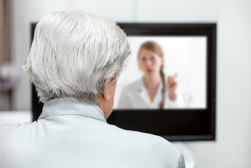 In-home care for an elderly patient with telemedicine or telehealth, virtual live chat