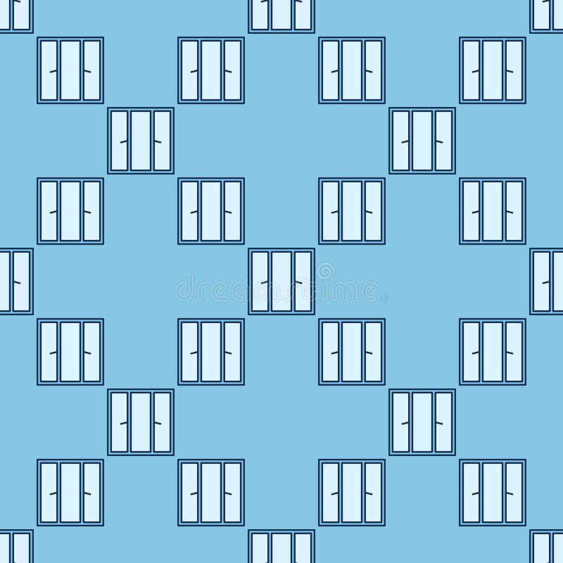 Home Closed Window vector blue seamless pattern stock illustration