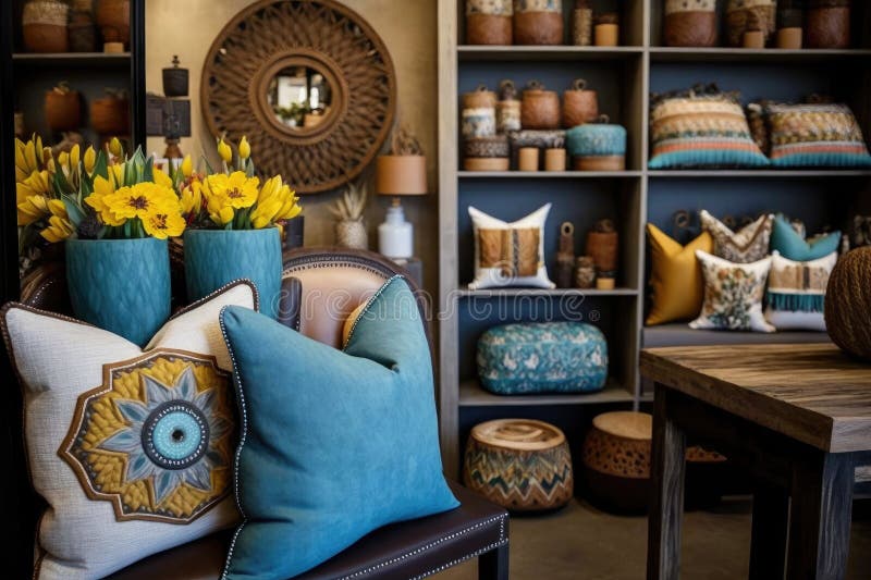 Home decor store, filled with beautifully designed and crafted accessories vector illustration